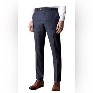 Ted Baker Wool Jarrett Dress Pants Blue Check , size 31 R